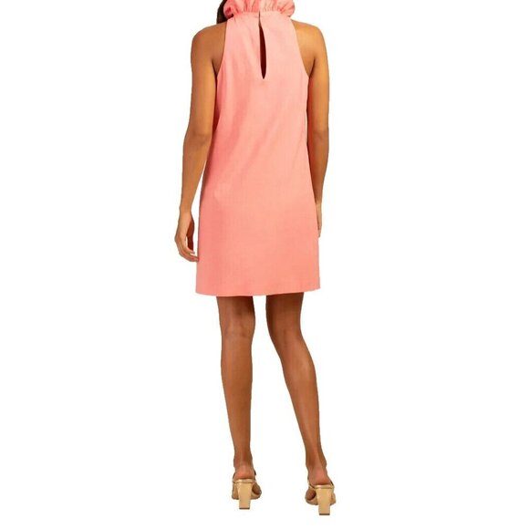 Trina Turk Women's Medium Flamingo Pink Peach Dress Sleeveless High-Neck Mini - Picture 3 of 9
